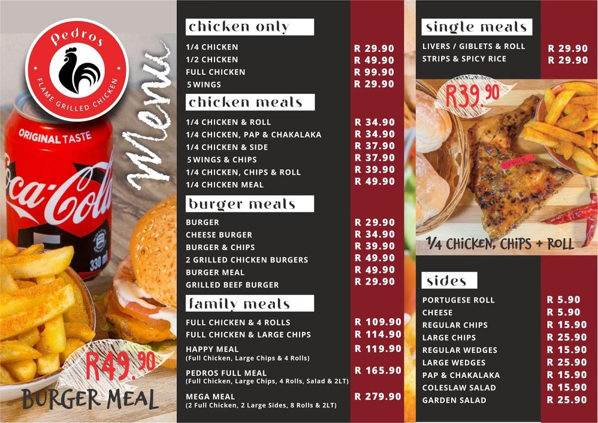 Pedros menu outlet