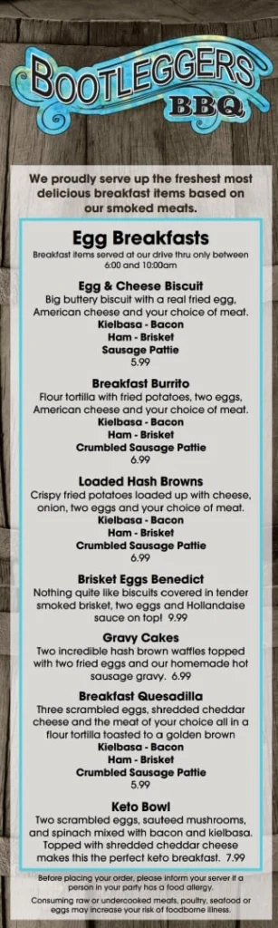 Bootlegger Sea Point Menu