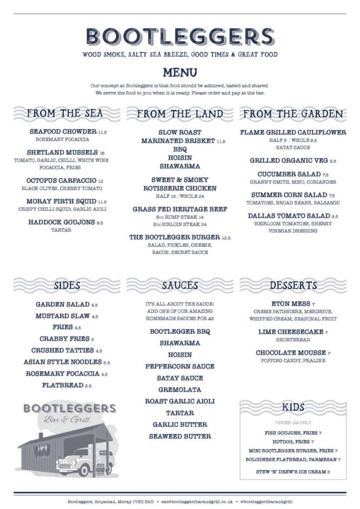 Bootleggers Brunch Menu