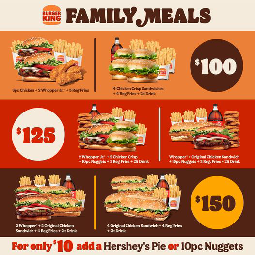 Burger King Family Meals & King JR Meals