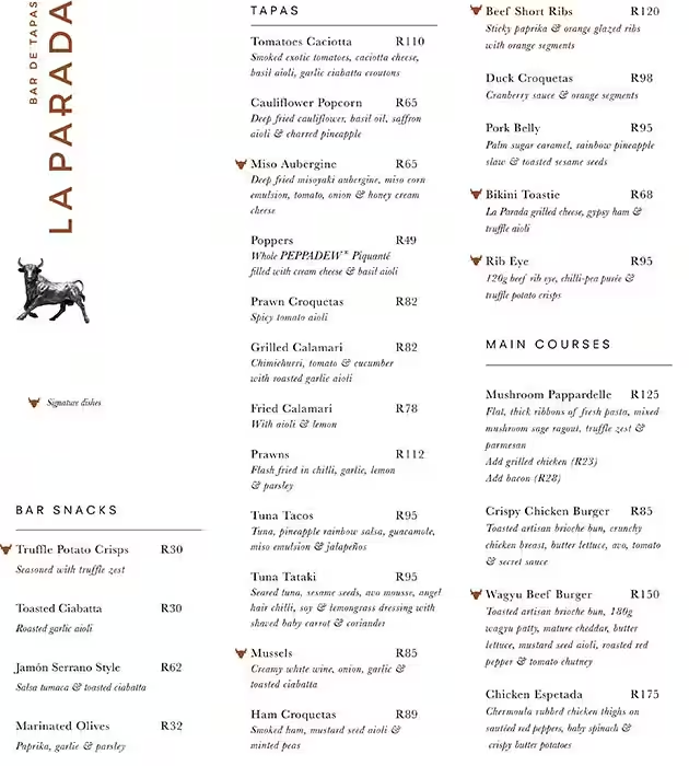 La Parada Sides Menu