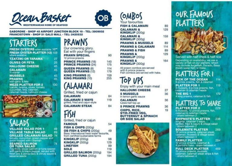 Ocean Basket Breakfast Menu With Updated Prices in South Africa 2024