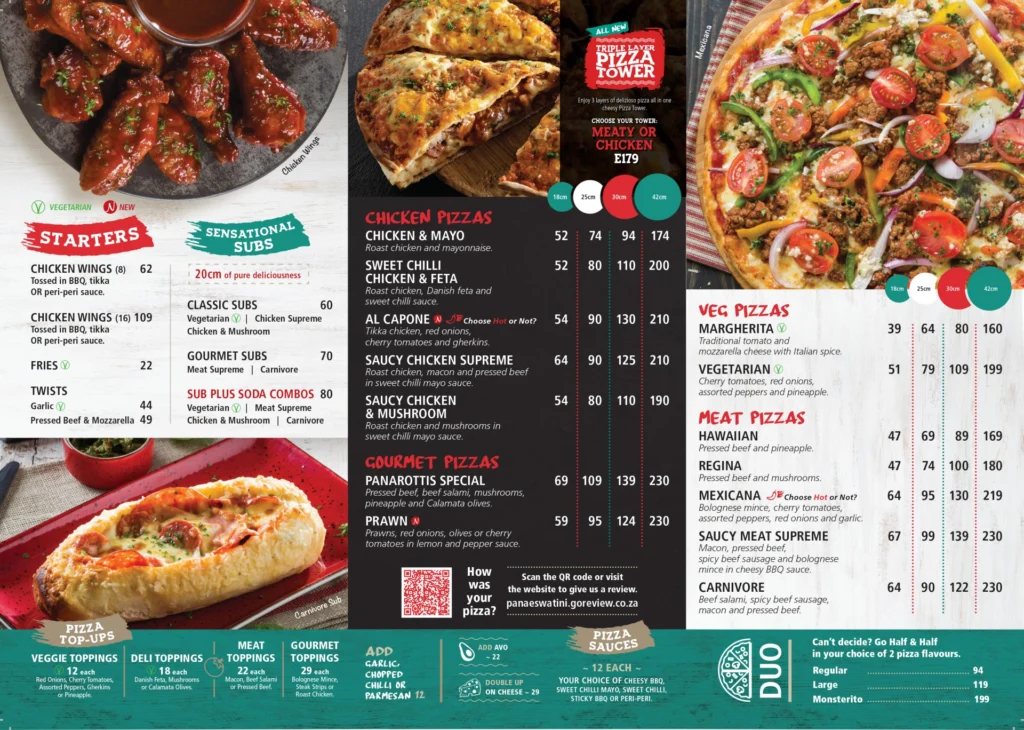 Panarottis Express Menu