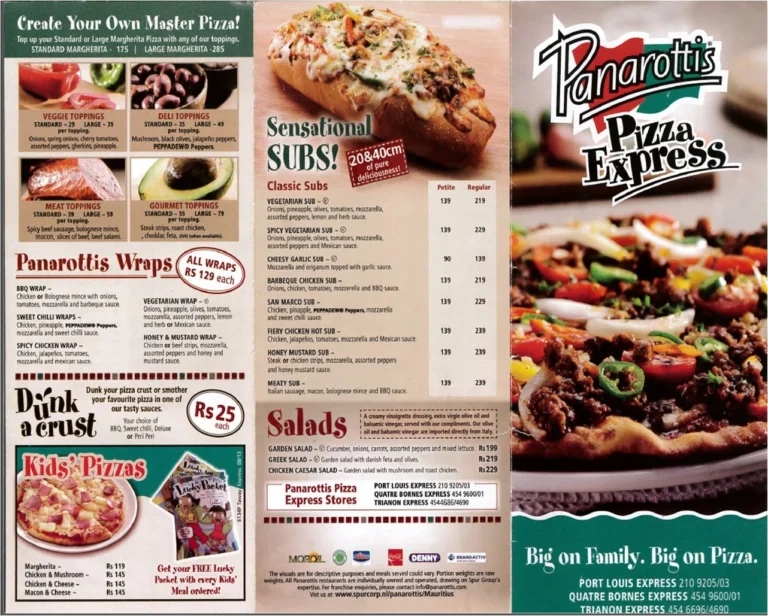 Panarottis Menu With Updated Prices in South Africa 2024