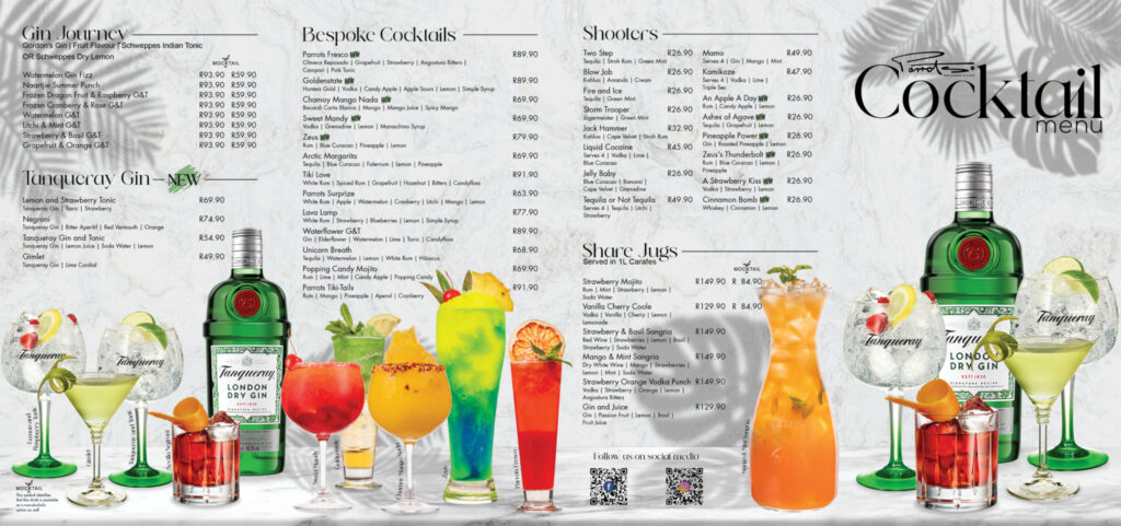 Parrots Cocktail Menu