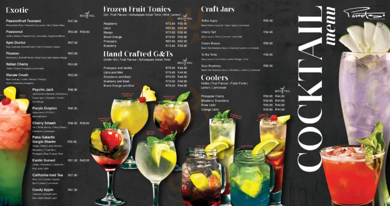 Parrots Menu With Updated Prices in South Africa 2024