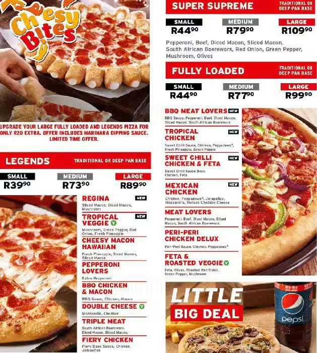 Pizza Hut Menu With Updated Prices in South Africa 2024