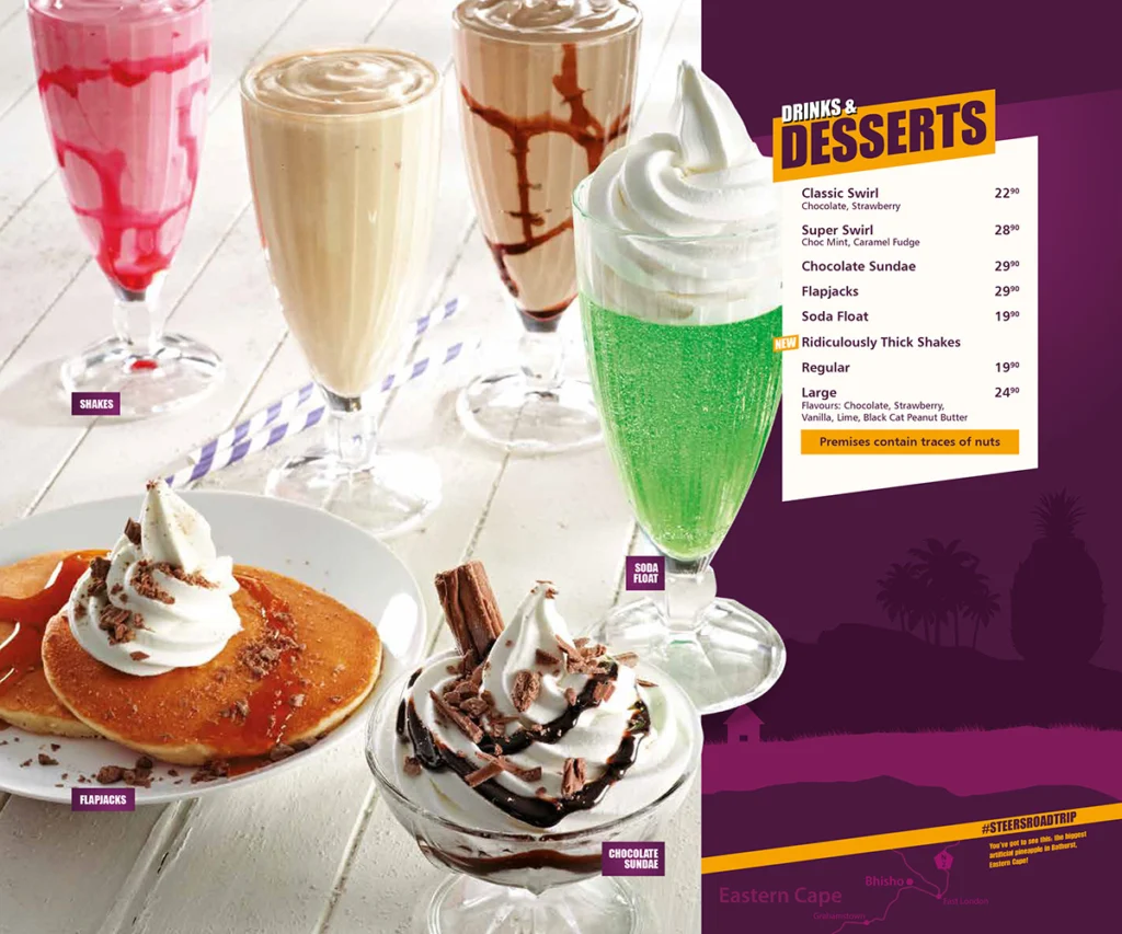 Steers Dessert Menu