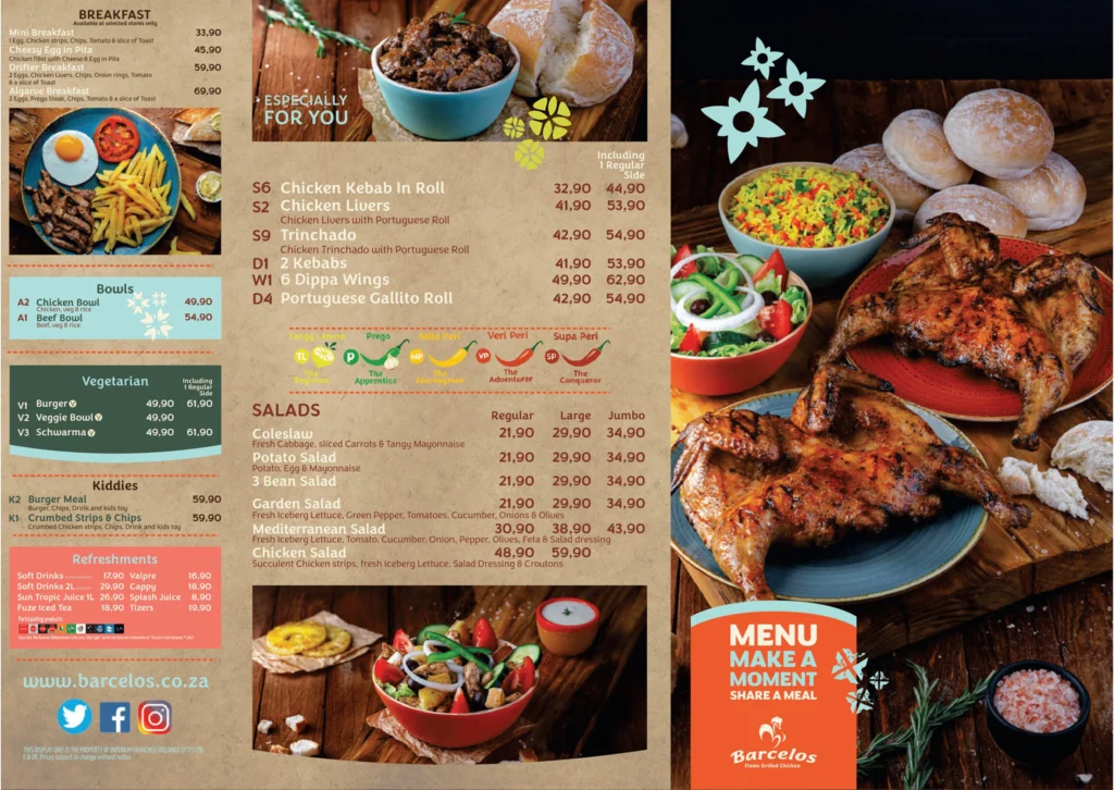 Barcelos Breakfasts Menu