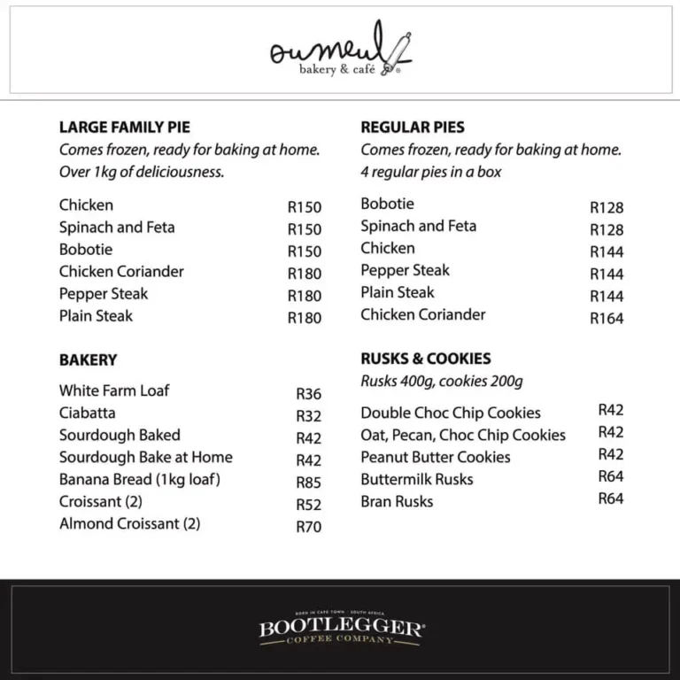 Bootleggers Menu With Updated Prices in South Africa 2024