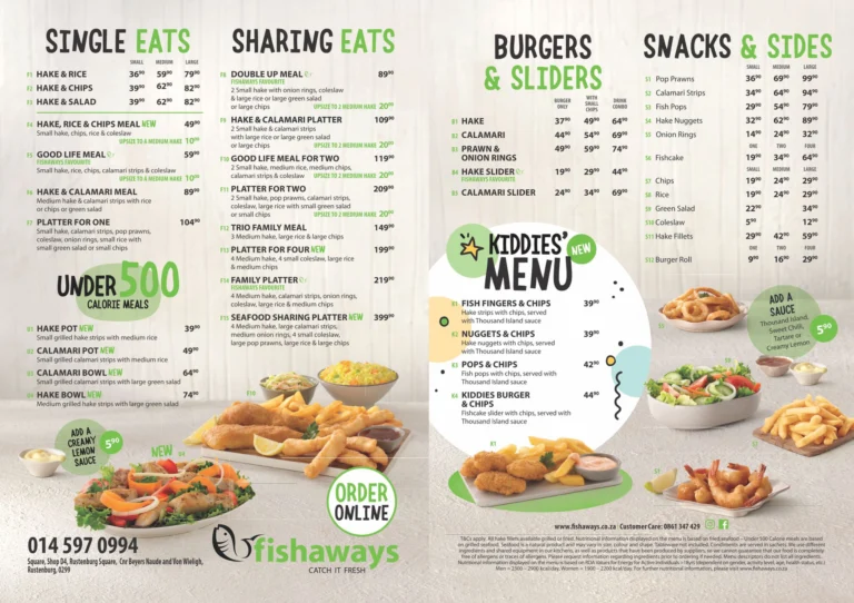 Fishaways Menu With Updated Prices in South Africa 2024
