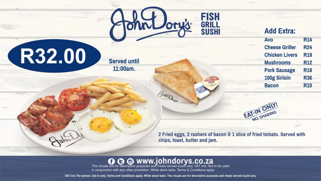 John Dorys Menu With Updated Prices in South Africa 2024 – menu za