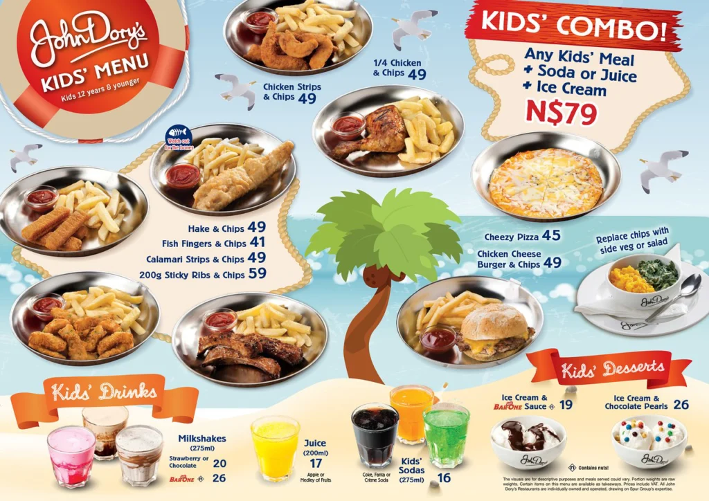 John Dorys Kids Menu Menu