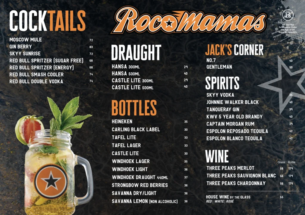 Rocomamas Drinks Menu