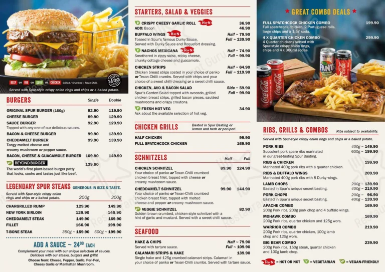 Spur Menu With Updated Prices in South Africa 2024