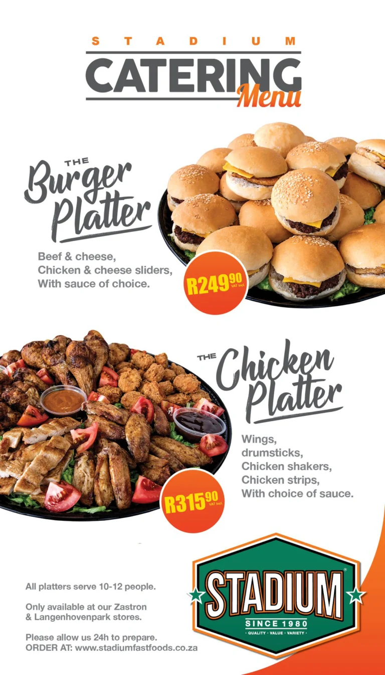 Stadium Fast Food Menu With Updated Prices in South Africa 2024