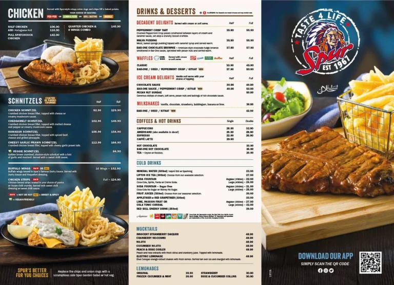 Topeka Spur Steak Ranch Menu With Updated Prices in South Africa 2024