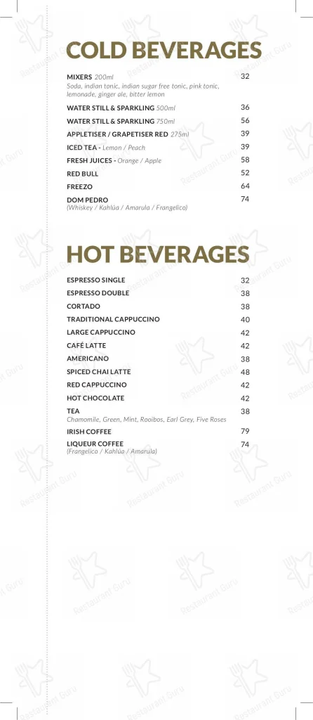 Mr George Menu Prices