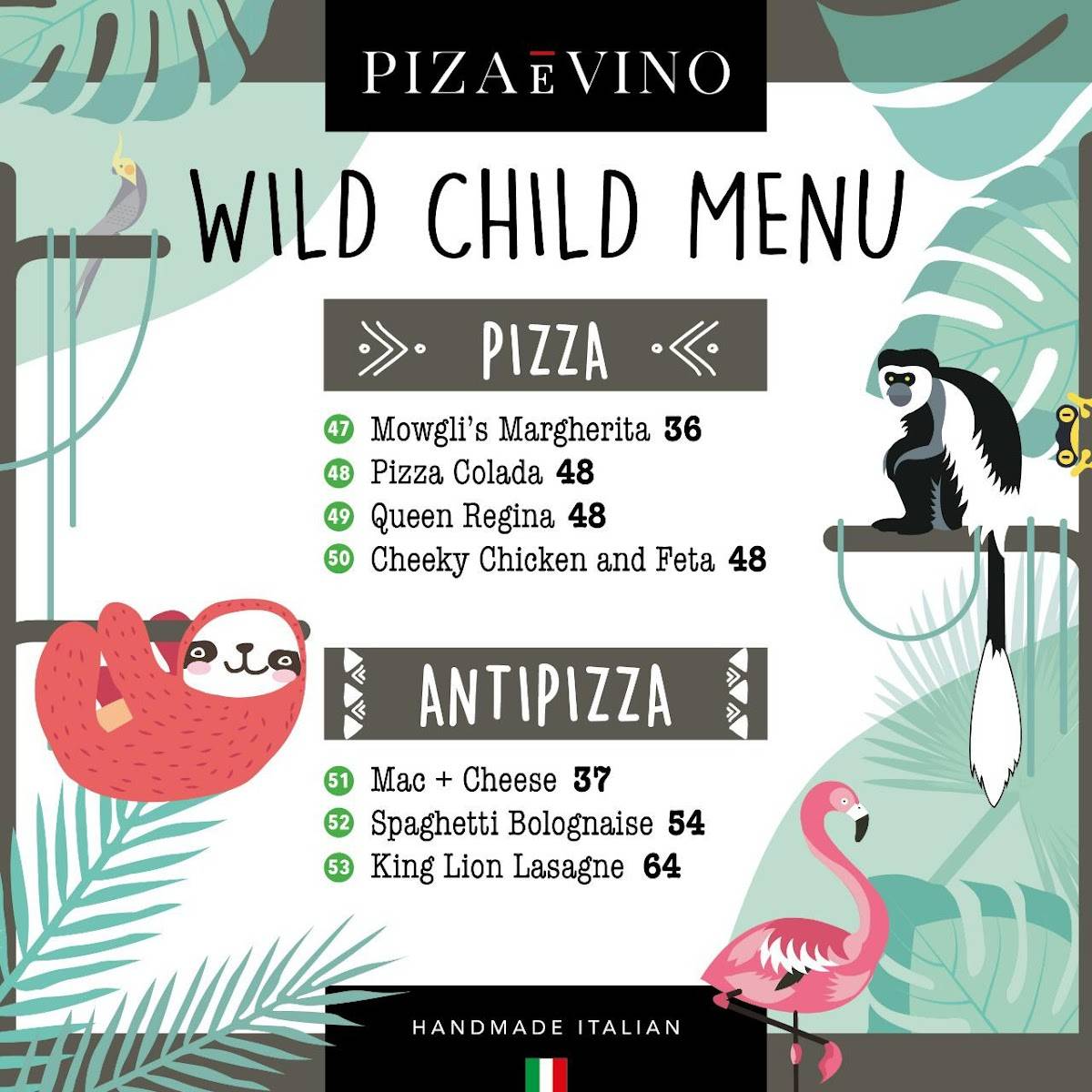 Piza e Vino Menu